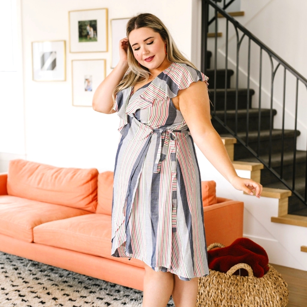 Adorable striped wrap dress